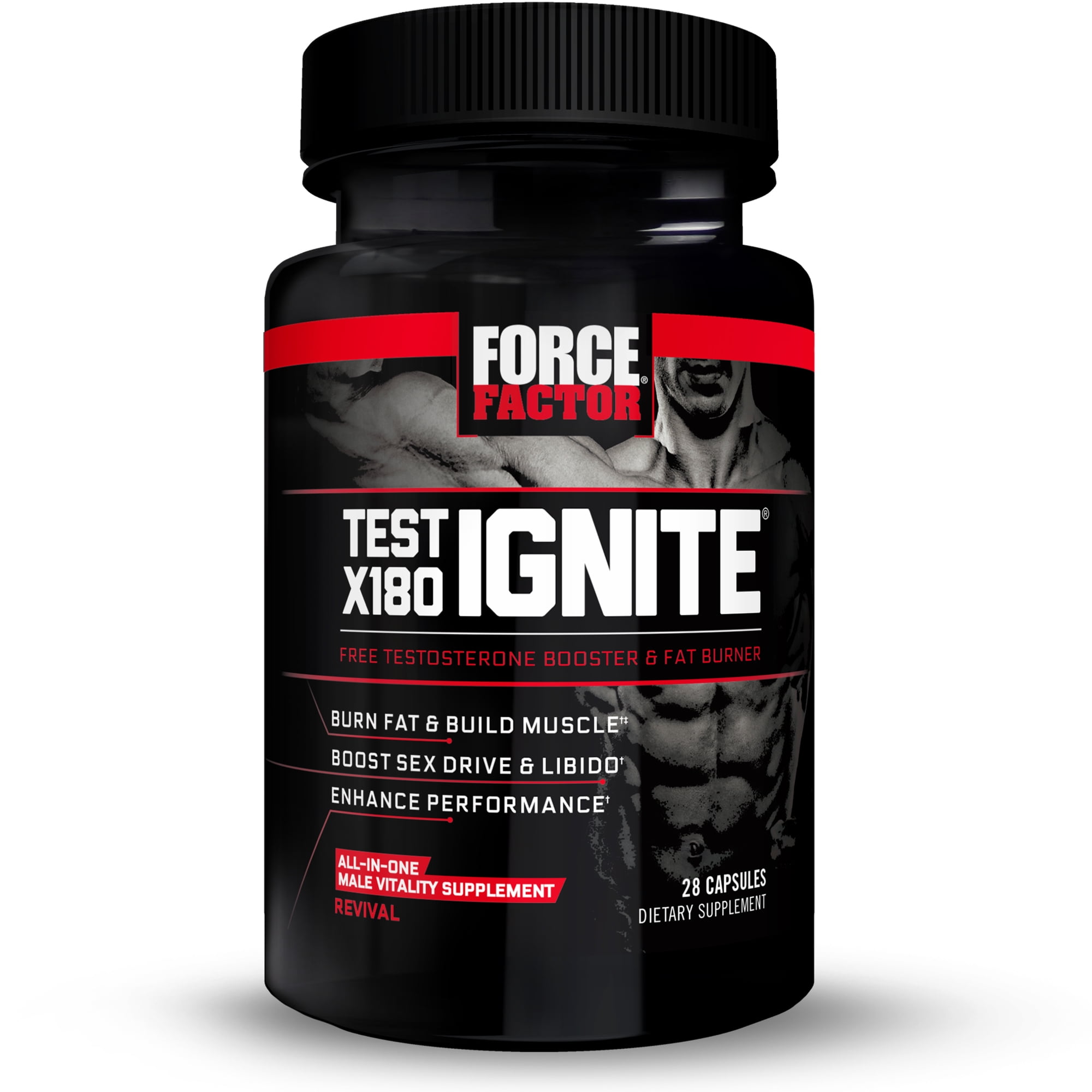 Force Factor Test X180 Ignite Total Testosterone Booster for Men with Fenugreek, 28 Capsules