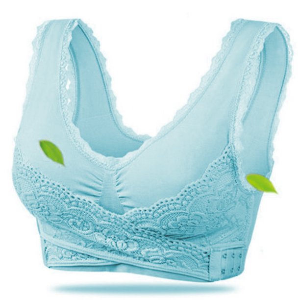 JEFFENLY Women's Seamless Sports Lace Front Closure Bra Wireless Yoga