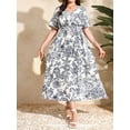 thumbnail image 3 of XCHQRTI Women's Plus Size Boho Dress Belted Layered Summer Chiffon V Neck Dresses, 3 of 8