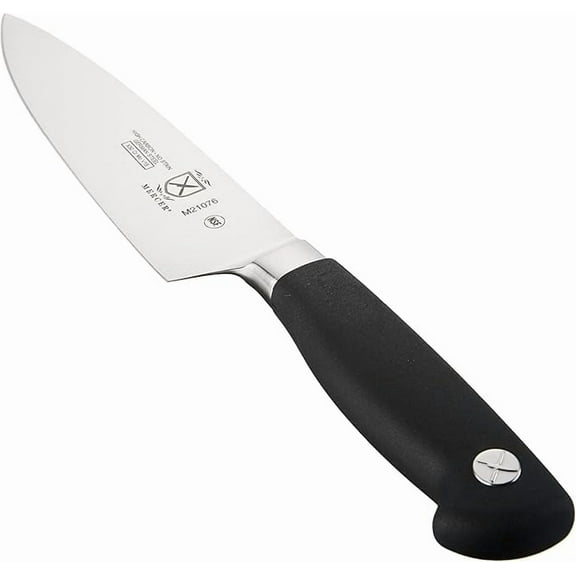 Mercer Culinary Genesis 6-Inch Short Bolster Steel Chef's Knife, Black