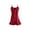 Burgundy, variant on Women's Satin Slips Ruffles Hem Spaghetti Strap Plus Size Silky Camisole Nightgown Dress XL Black