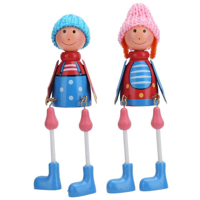 Muñecas de madera de dibujos animados, marionetas decorativas, adorno artesanal para recuerdos de boda, regalo de cumpleaños.