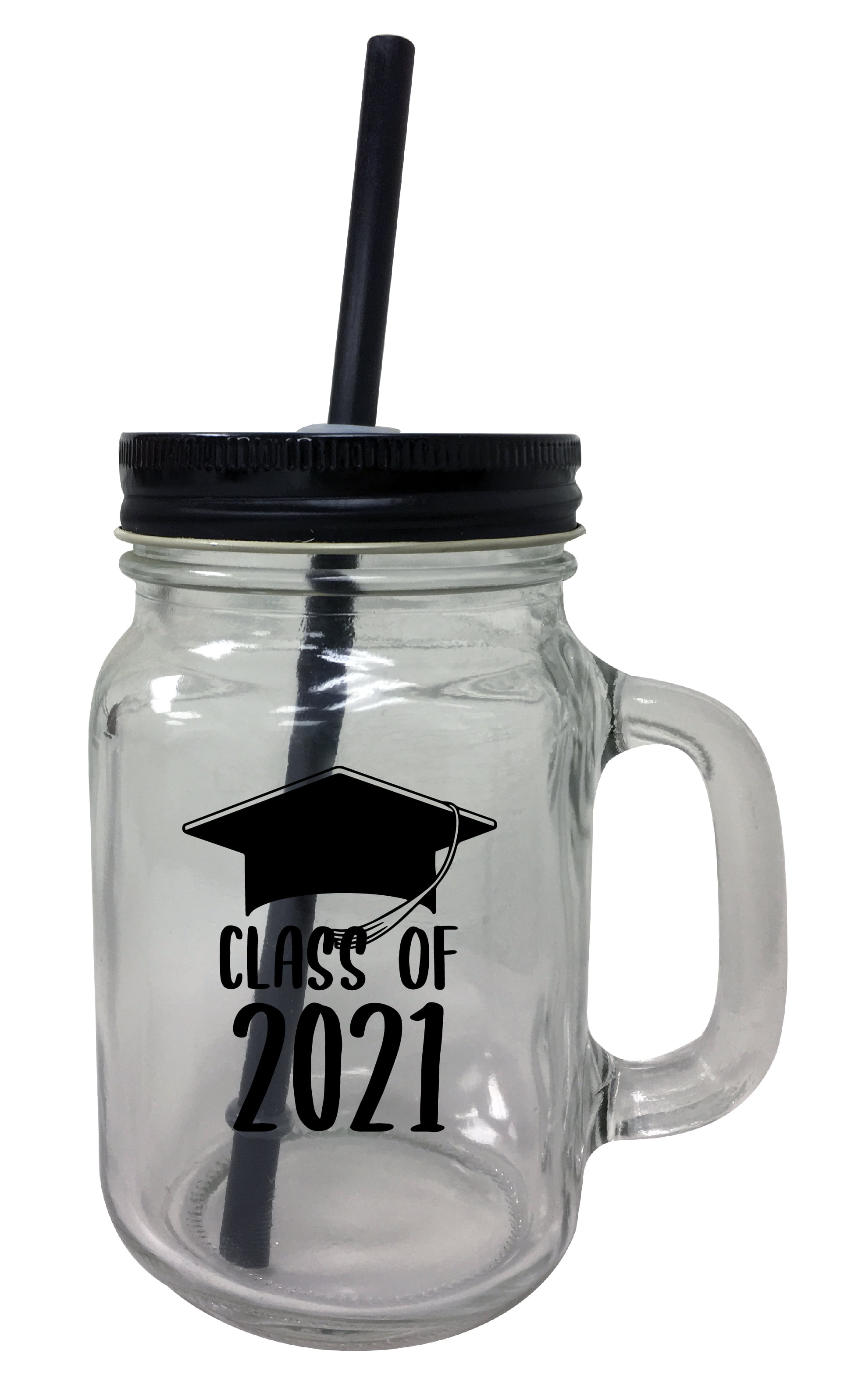 16oz Handled Mason Jar Glass Graduation Glass Personalized Glass Choose Color