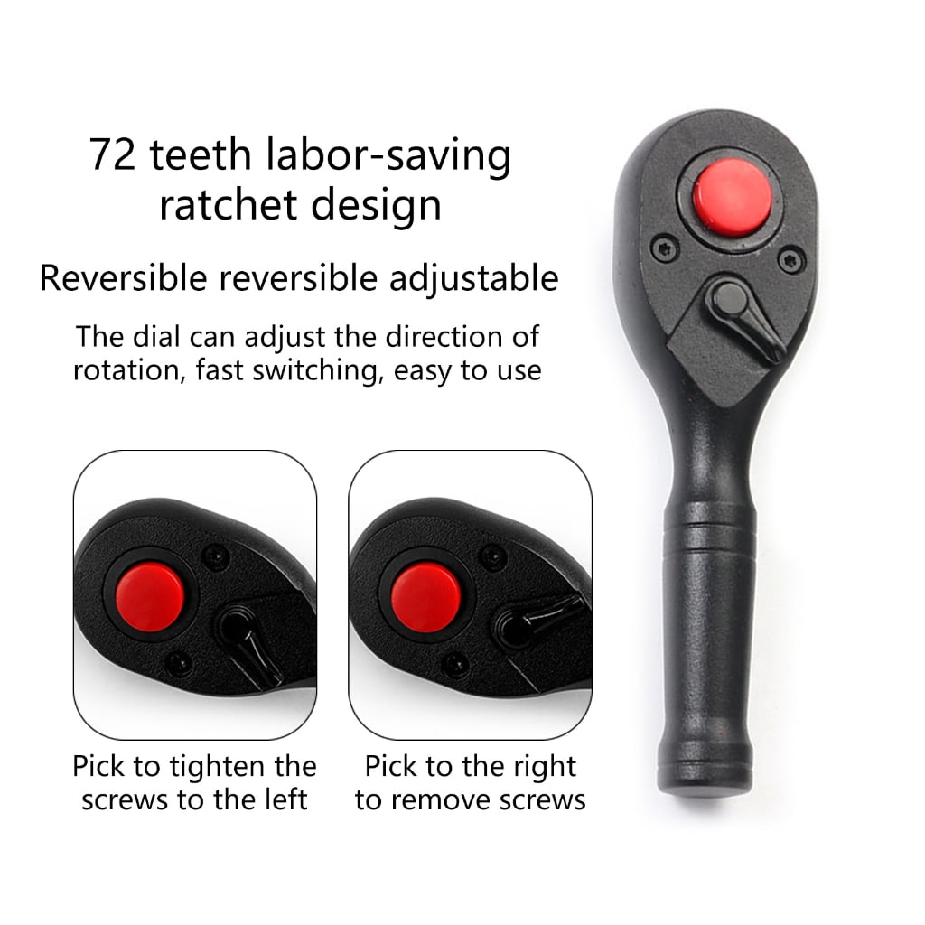 3Pcs 72 Tooth Small Ratchet Wrench Set for Tight Space Includes 1/4'' 3/8'' 1/2'' Drive Quick Release Reversible Design