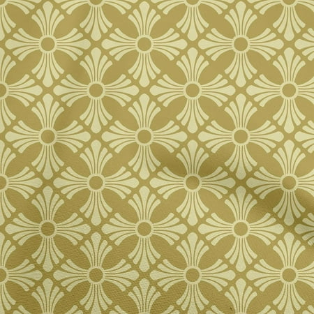 oneOone Cotton Cambric Olive Green Fabric Asian Block Floral Craft Projects Decor Fabric Printed By The Yard 42 Inch Wide