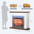 thumbnail image 3 of LGHM 44" Electric Fireplace with Mantel, Free Standing Fireplace Heater with Remote Control & LED Lights for Living Room, Bedroom, White & Brown, 3 of 7