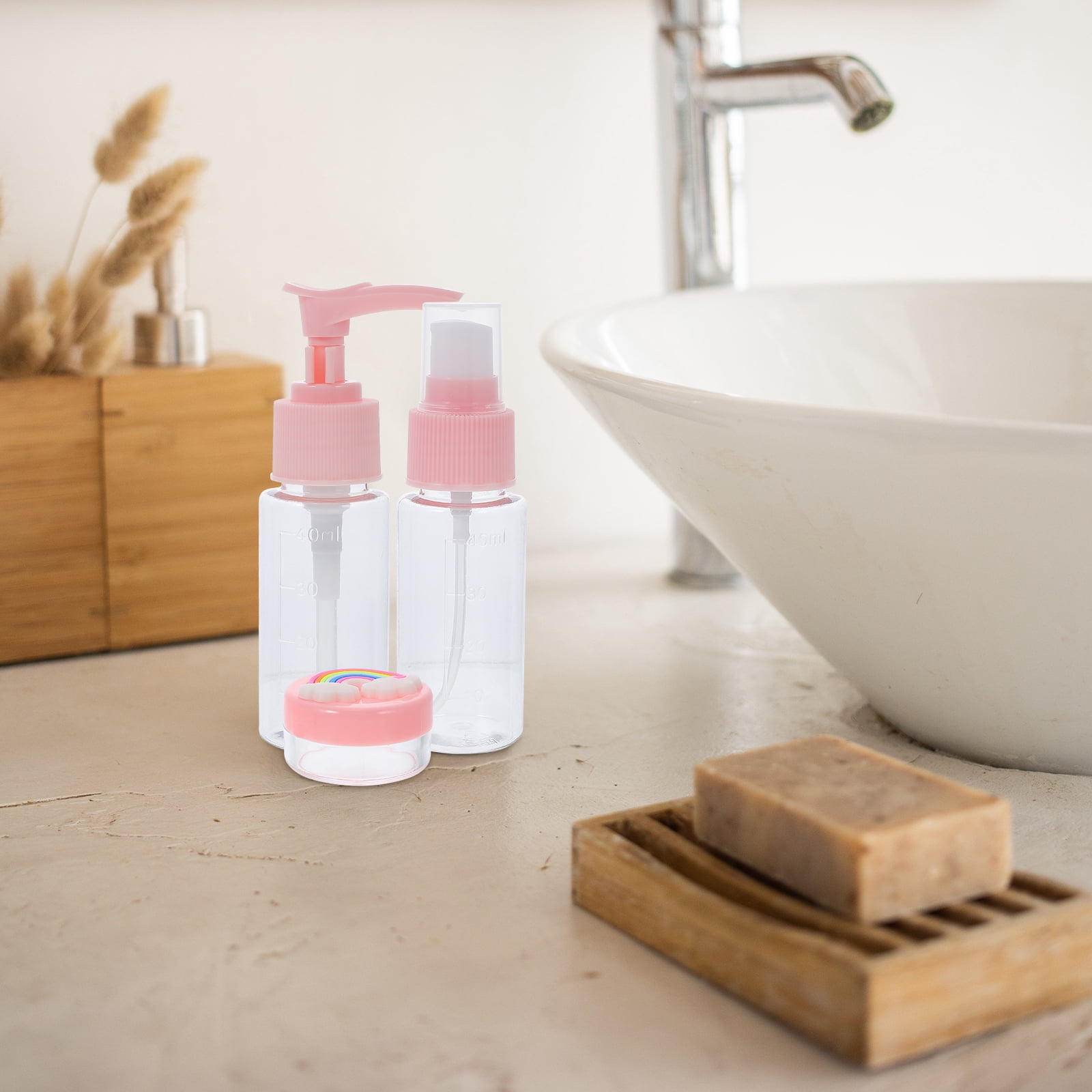 OUNONA 3 Sets Travel Lotion Box Storage Kit Sample Lotion for Women (Pink)