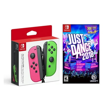 Nintendo Switch Joy-Con (L/R) - Neon Pink/Neon Green, Just Dance 2018 - Nintendo Switch (Game Disc) Multiplayer Party Game, Console Not (Best Local Multiplayer Switch Games)