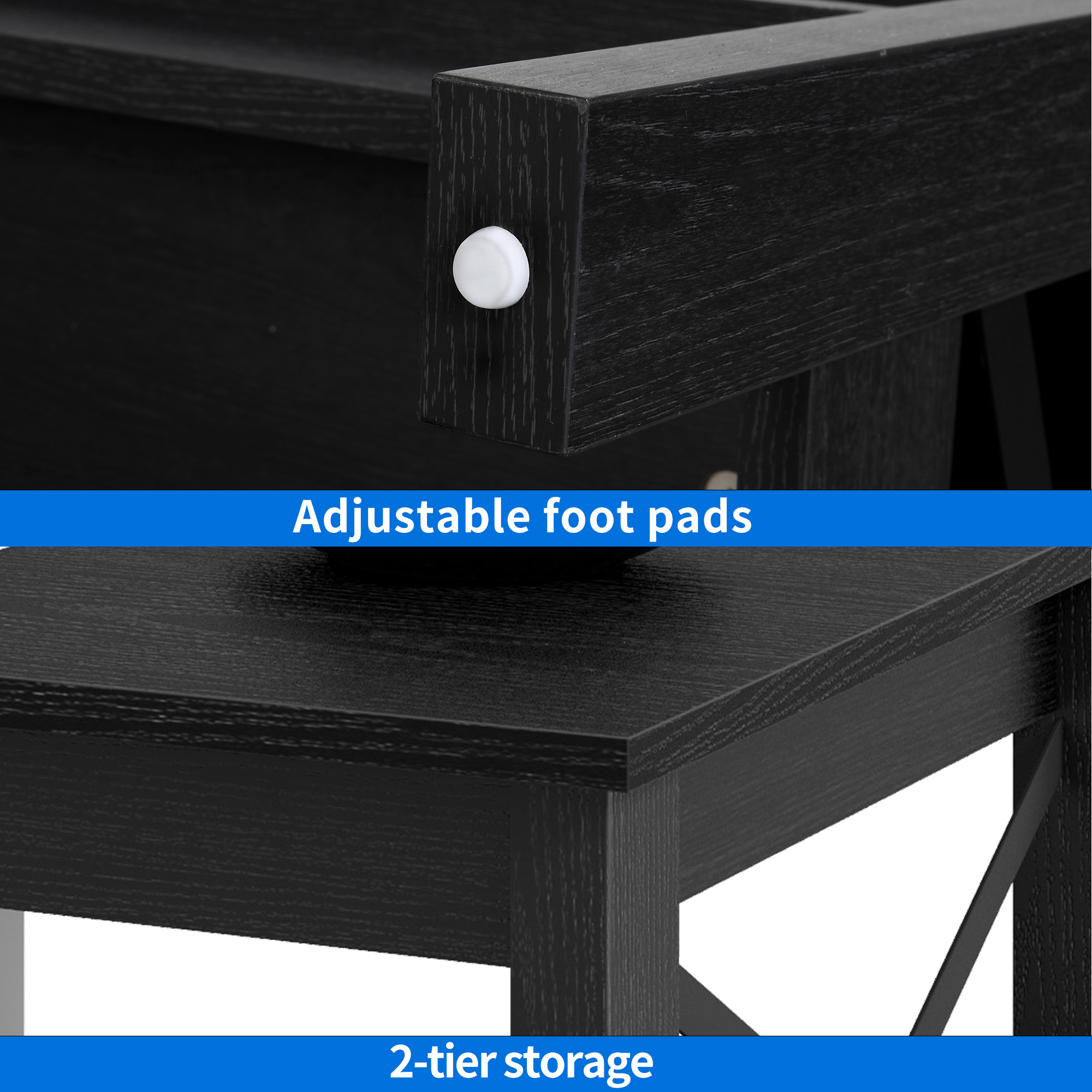 Dextrus Farmhouse Modern Coffee Table with Storage, Black photo 6