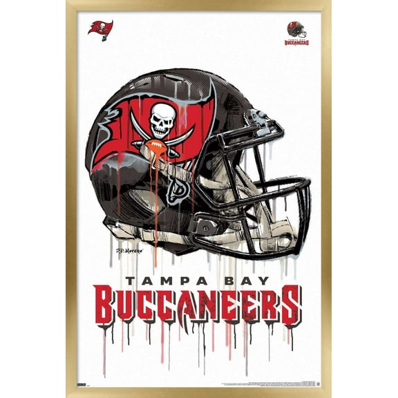 NFL Tampa Bay Buccaneers - Drip Helmet 20 Wall Poster, 14.725" x 22.375", Framed