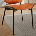 thumbnail image 6 of Dining Chairs Set of 2, Mid-Century Modern Upholstered PU Leather Chairs with Bentwood Back and Cushion, Accent Side Chairs with Metal Legs, for Kitchen, Dining Room, Orange, 6 of 7