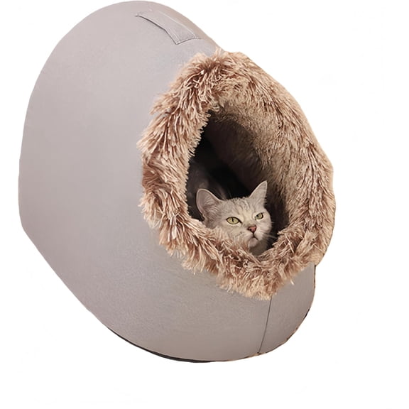 Self-Warming Cave Pet Bed - Soft Cozy Anti-Slip, Portable Enclosed Bed for Small Cats/Dogs Under 22 lbs