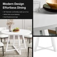 thumbnail image 4 of Roundhill Furniture Edo 5-Piece Dining Set, Round Trestle Table and 4 Upholstered Chairs, White and Natural, 4 of 15