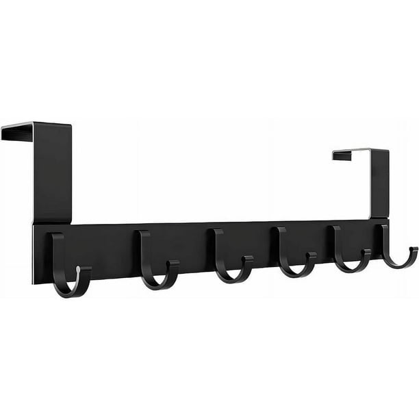 Perchero para puerta de superficie lisa, sencillo y práctico, antiarañazos, para zonas húmedas, organizador de aluminio con acabado resistente al óxido, gancho multiusos para abrigos, toallas en el