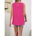 thumbnail image 4 of Women's Sleeveless Tank Tops Summer Pleated Loose Fit Top for Women Casual Round Neck Shirts Rose Red L, 4 of 10