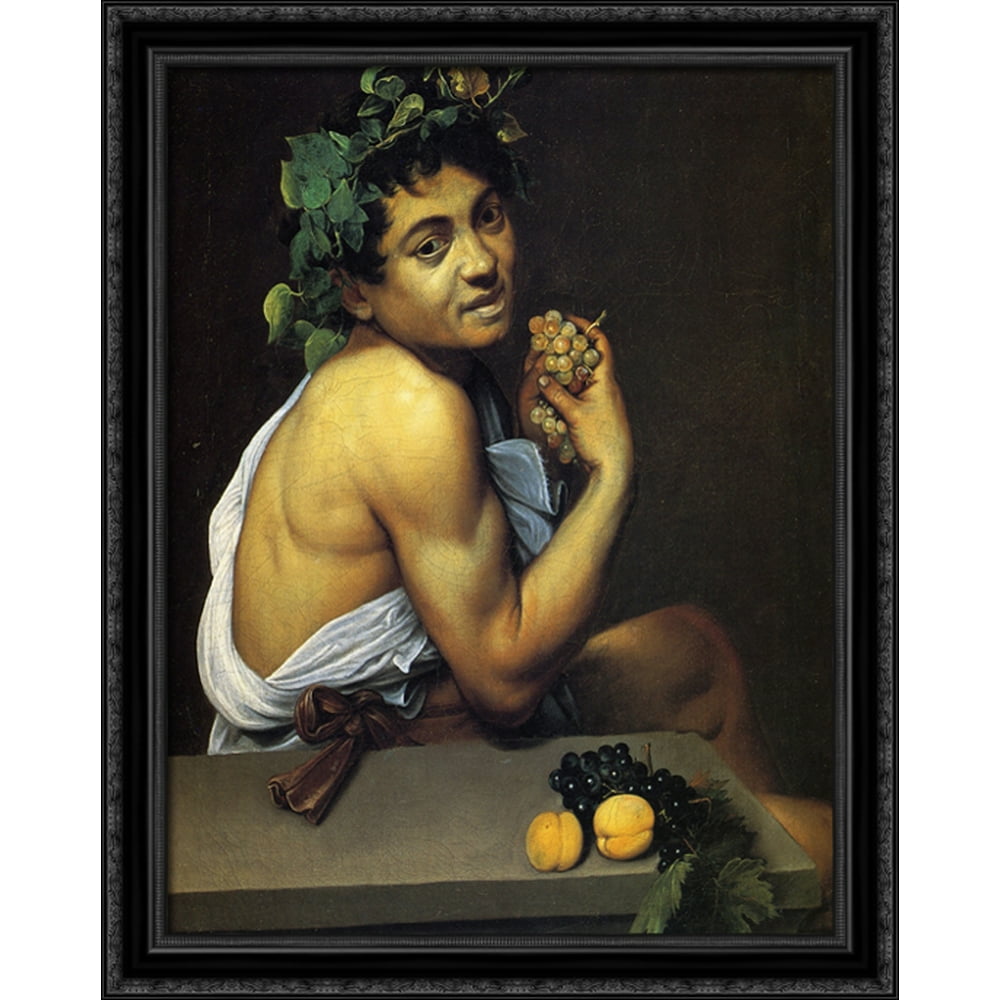 Young Sick Bacchus 28x34 Large Black Ornate Wood Framed
