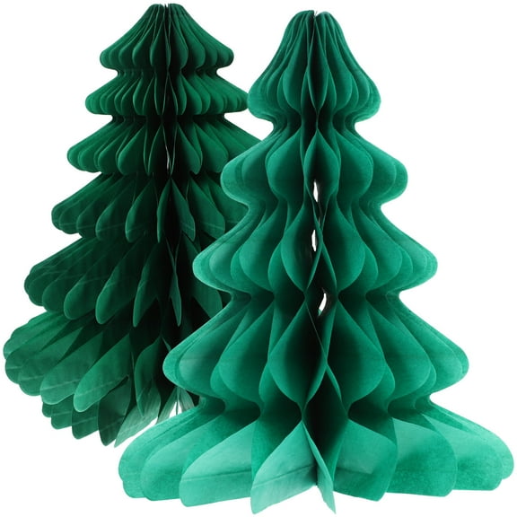 Set of 2 Honeycomb Christmas Ornaments, Paper Xmas Tree Hanging Decorations for Holiday Home and Party Decor