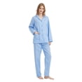 thumbnail image 4 of Apparonia Women's Pajama Sets Cotton Nightwear Long-Sleeve Button Front Shirt and Pant Sleepwear Notch Collar Pjs Lounge Sets Blue Polka Dots​ S, 4 of 7