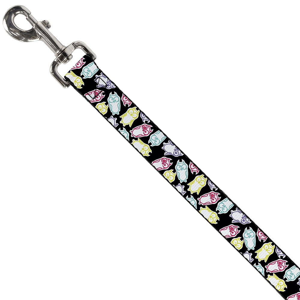Buckle-Down Pet Leash, Dog Leash, Owl Sketch Black White Multi Color, 6 Feet Long 1.0 Inch Wide