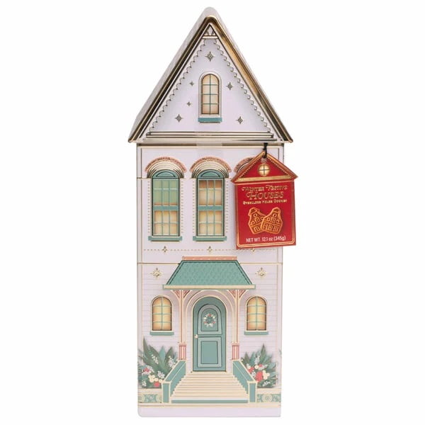 The Silver Crane Holiday House Cookie Tin, 12.1 Ounce (Assorted Colors)