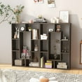 thumbnail image 4 of Topbuy 35.5” Geometric Bookshelf Open-back Bookcase w/ 7 Cubes Free-standing Storage Shelf Unit w/ Anti-Toppling Devices Gray, 4 of 9