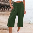 thumbnail image 2 of Manxivoo Women's High Waist Cotton Linen Casual Sports Pants Three Quarter Elastic Waist, 2 of 6