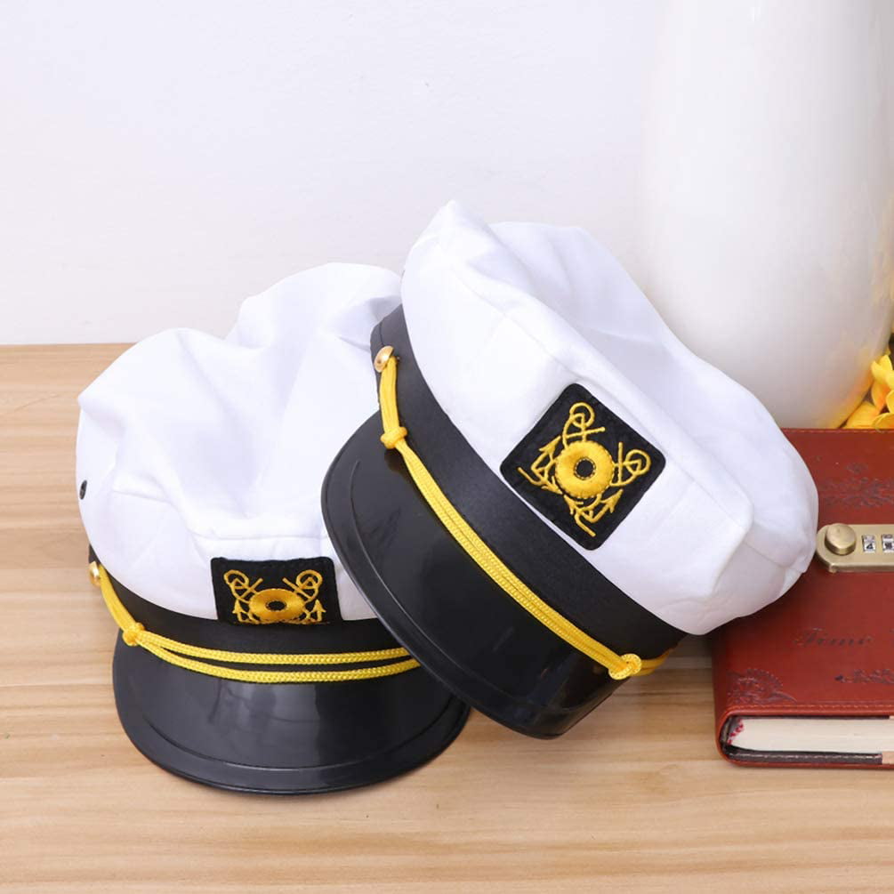 AC626 Admiral Captain Costume Hat Mens Womens White Sea Sailor Marine Boat Ship 