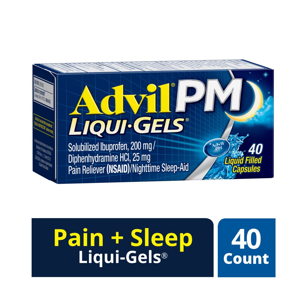 Advil PM (40 Count) Pain Reliever / Nighttime Sleep Aid Liquid Filled