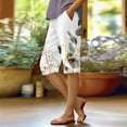 thumbnail image 2 of Shorts for Women Striped Printed Stretch High Waist Knee Loose Beach Casual Shorts with Pockets, 2 of 6