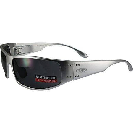 Global Vision BAD-ASS 2 Sport Motorcycle Sunglasses Silver Smoke