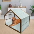 thumbnail image 2 of Sea Animals Pet House, Monochrome Shark Illustration Fashion Maritime Illustration Aquatics, Outdoor & Indoor Portable Dog Kennel with Pillow and Cover, 5 Sizes, Turquoise Beige Teal, by Ambesonne, 2 of 4