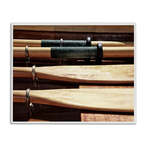 Stupell Industries Transitional Rowing Oars Photograph White Framed Giclee Art, 20 x 16, by Savanah Plank
