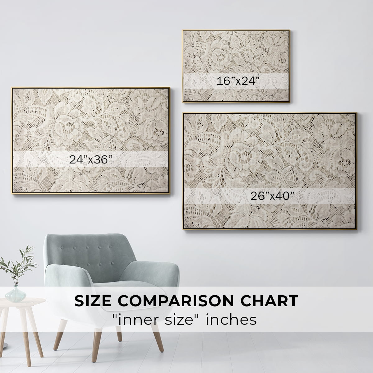 Vintage Abstract Print-XX Framed in Gold Wood Gallery Wrapped Canvas 25 in. x 37 in.