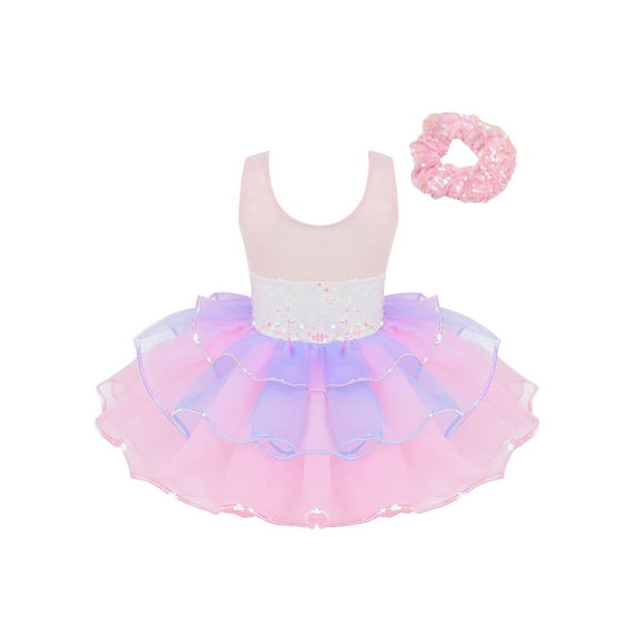 Moggemol Girls Ballet Dress for Ballerina Tutu Outfits Bownot Skirted Leotard Swan Lake Dancer Costume Pink 12
