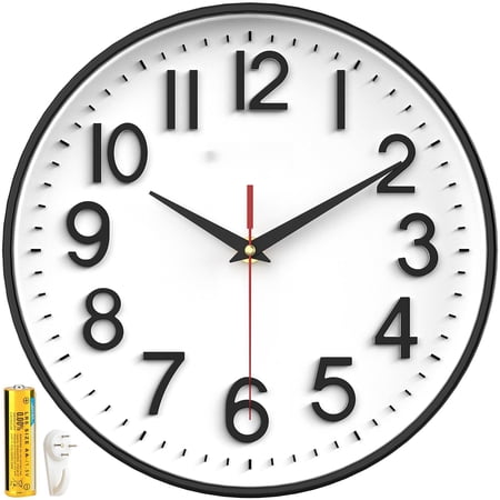Wall Clock Clocks Silent Non-ticking Operated Large Easy To Read With Stereoscopic Dial Ultra-quiet Movement Quartz For Office Classroom School Home Kitchen