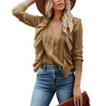 thumbnail image 2 of MURMUREY Womens V Neck Ruffle Knit Button Down Sweater Cardigans Long Sleeve Pullovers Top, 2 of 6