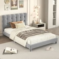 thumbnail image 3 of EUROCO Upholstery Twin Size Platform Bed with Padded Headboard for Kids Teens Adults, Gray, 3 of 12
