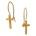 thumbnail image 2 of Gold Tone Small Religious Cross Pierced Earrings Christian Beveled 1/2" Ladies Adult Female Women, 2 of 4