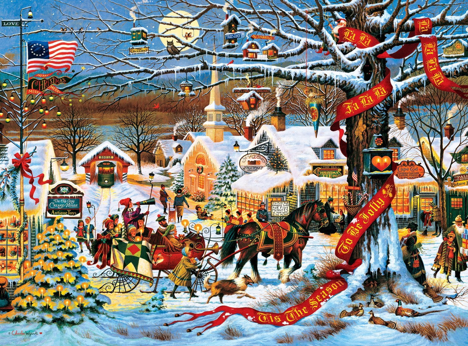  Charles Wysocki Small Town Christmas 1000 Piece Jigsaw Puzzle