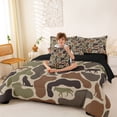 thumbnail image 3 of Erosebridal Gray Brown Camouflage Bedding Comforter Set for Boys Men, Camo Wolf Full Bedding Set, Black Reversible, 7 Pieces, 3 of 6