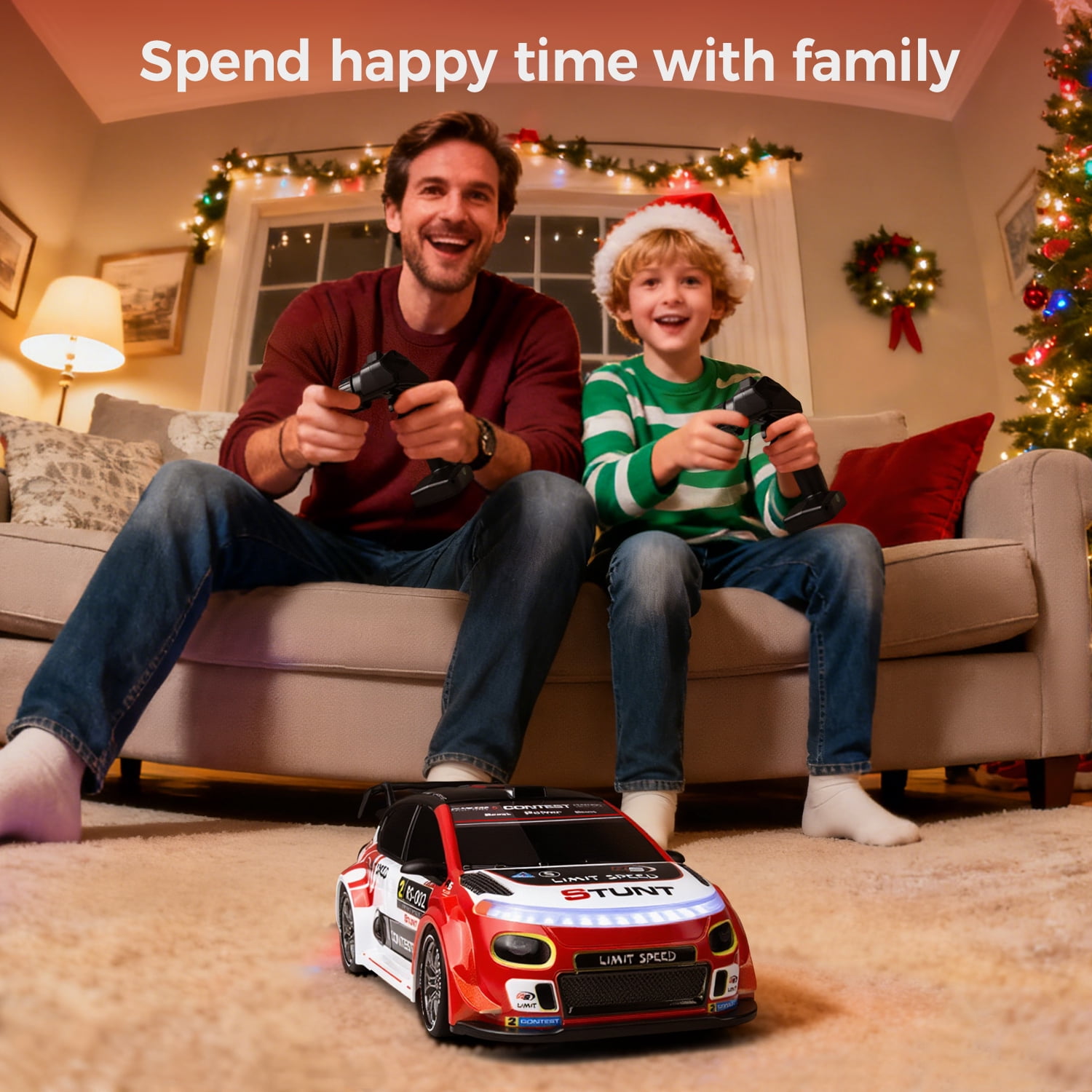 RC Drift Car, 1:24 4WD 20KM/H High Speed RC Cars with LED Light, 2.4GHz Remote Control Sport Racing with Batteries for Boys Girls Adults