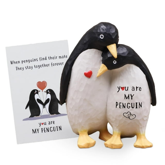 Figura de pareja de pingüinos AUMELO para aniversario 13 x 9 cm