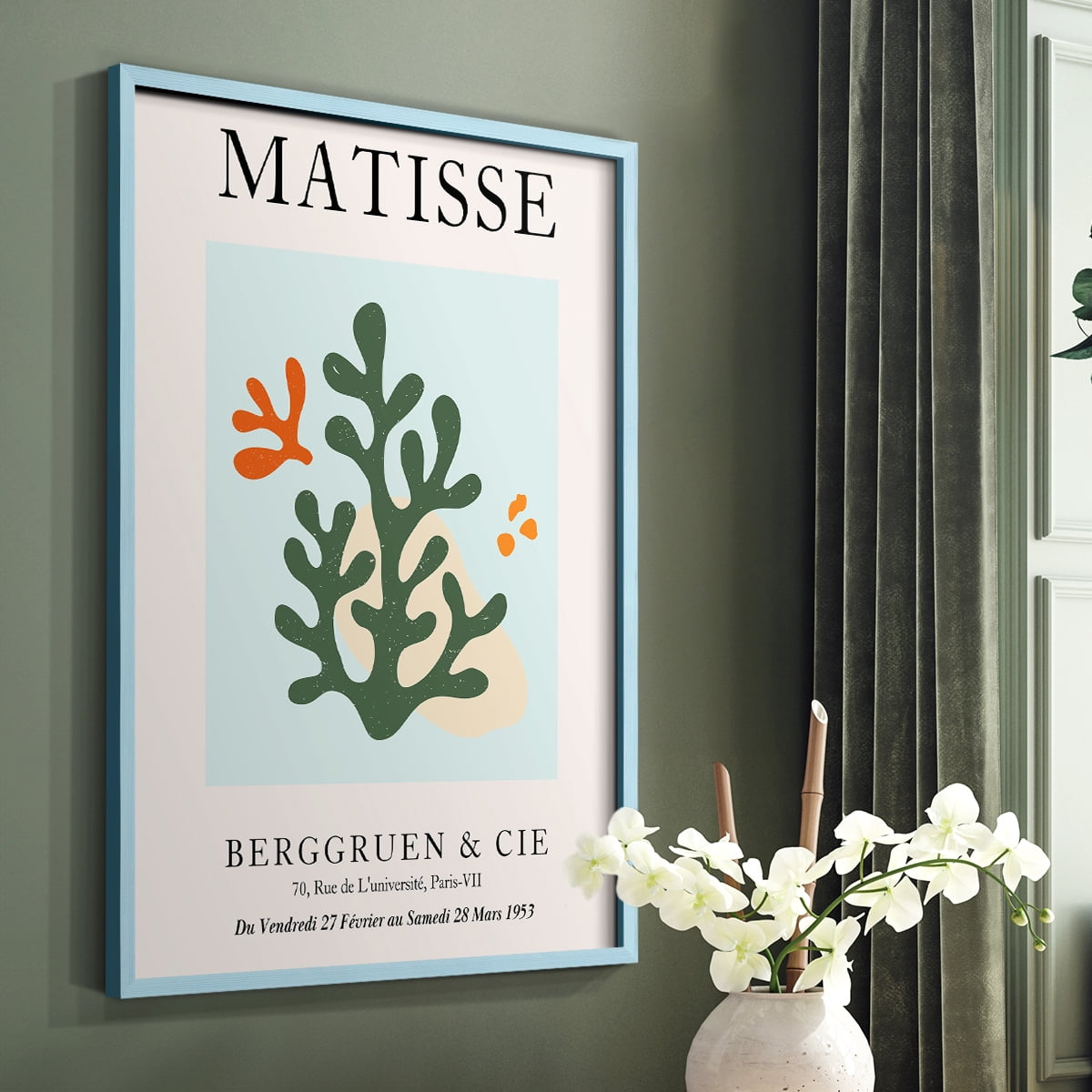 Matisse CDXCVII in Blue Solid Wood Framed Print No Nail Hanging