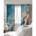 thumbnail image 3 of Ocean Waves Blackout Curtains for Bedroom Living Room, Beach Shells Starfish 63 In Long Thermal Insulated Room Darkening Drapes Grommet Window Treatments, 42 x 63 In, 3 of 9