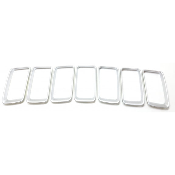 For Jeep Grand Cherokee 2014 2015 2016 Grille Trim | CAPA Certified | Painted Silver | Ring Set | 7 Pieces | Replacement For CH1210117, CH1210117C | 68241344AA