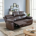 thumbnail image 4 of Gewnee Brown 3-Seater Reclining Sofa - Air Leather Upholstery with High-Elastic Sponge for Living Room & Office, 4 of 18