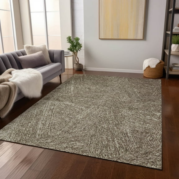 Addison Rugs Chantille Indoor/Outdoor Transitional Lines Chocolate Washable Rectangle Rug, 10' x 14'