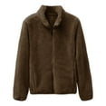 thumbnail image 5 of Hontri Women's Winter Zipper Wool Teddy Casual Coat Zipper Pocket Winter Warm Soft Jacket on Sales, Plus Size Coat for Women, 5 of 5