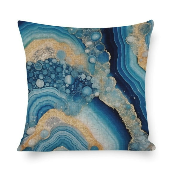 Decorations Throw Farmhouse Pillowcase Linen Cushion Case Marble Design Texture Pillows Agate Geode Glitter Dusty Blue Bed Pillows Decorative Pillows for Couch Sofa Patio Furniture Home Decor 16"x16"