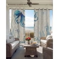 thumbnail image 2 of Retro Oceans Blackout Curtains for Bedroom Living Room, Watercolor Blue Octopus Starfish Seaweed Beige 45 In Long Thermal Insulated Room Darkening Drapes Grommet Window Treatments, 52 x 45 In, 2 of 9